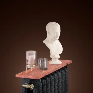 Tablette de radiateur en travertin rouge naturel adoucie, modèle L’ Amarante